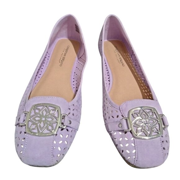 Christian Siriano Size 11 Flats Womens Lavender Laser-Cut Silver Buckle Detail - Picture 2 of 8